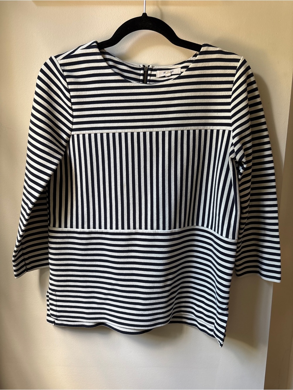 Madewell Navy & White Striped Long Sleeve Boatneck Top